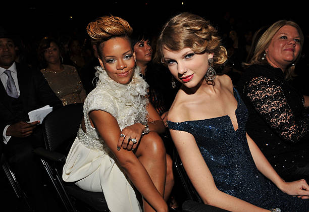 Musicians Rihanna and Taylor Swift attend the 52nd Annual GRAMMY Awards held at Staples Center on January 31, 2010 in Los Angeles, California.