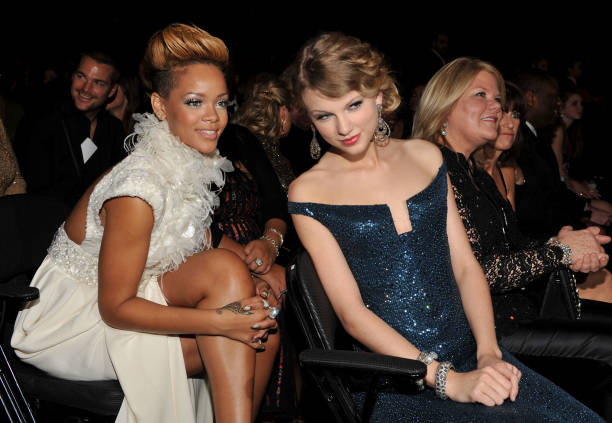 Musicians Rihanna and Taylor Swift attend the 52nd Annual GRAMMY Awards held at Staples Center on January 31, 2010 in Los Angeles, California.