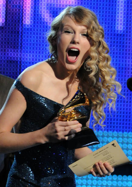 Musician Taylor Swift accepts an award onstage during the 52nd Annual GRAMMY Awards held at Staples Center on January 31, 2010 in Los Angeles,...