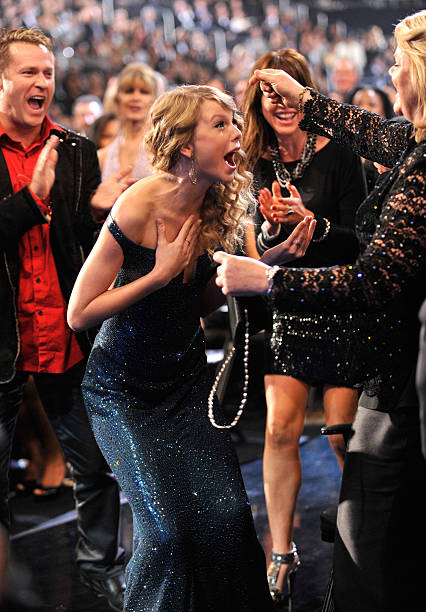 Taylor Swift accepts award at the 52nd Annual GRAMMY Awards held at Staples Center on January 31, 2010 in Los Angeles, California.