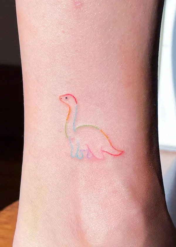 Minimalist rainbow dinosaur by @sunforyoursoul