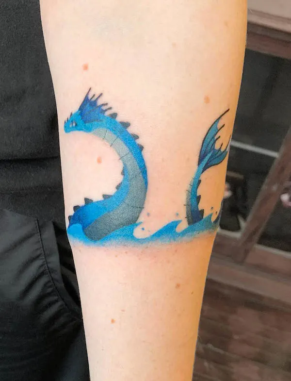 Blue dragon armband tattoo by @pinkmoth.tattoo