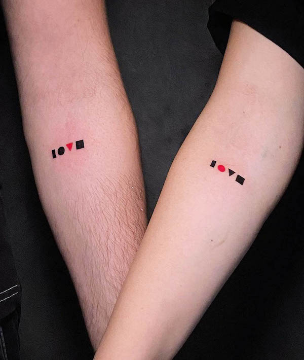 Unique love tattoos by @southgatetattoo