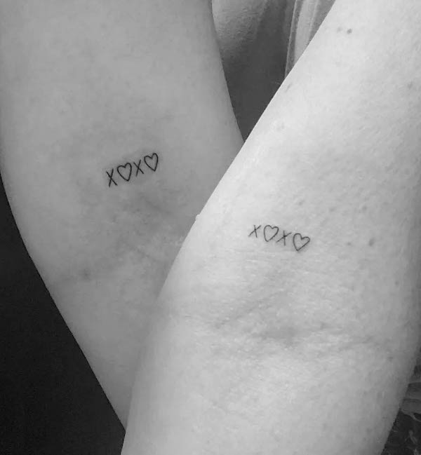 XOXO cute matching tattoos by @a.m.bellefleur