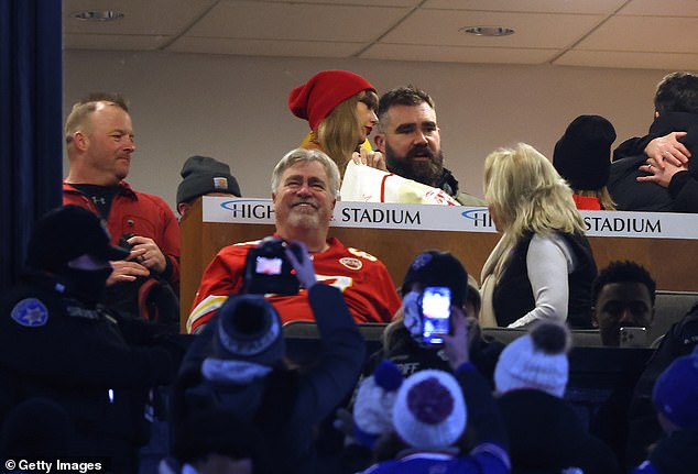 The songstress was pictured with Jason for the first time ahead of Chiefs vs. Bills