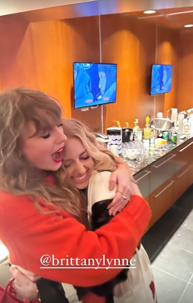 During the game, she was spotted in one of the luxury suites, taking in the game with Brittany Mahomes, the wife of Chiefs quarterback Patrick Mahomes