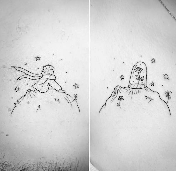 The Little Prince matching tattoos by @fundacja.sheepart