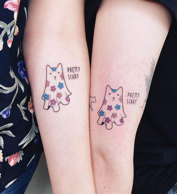 Cute cat ghost tattoos by @hiacyntaa