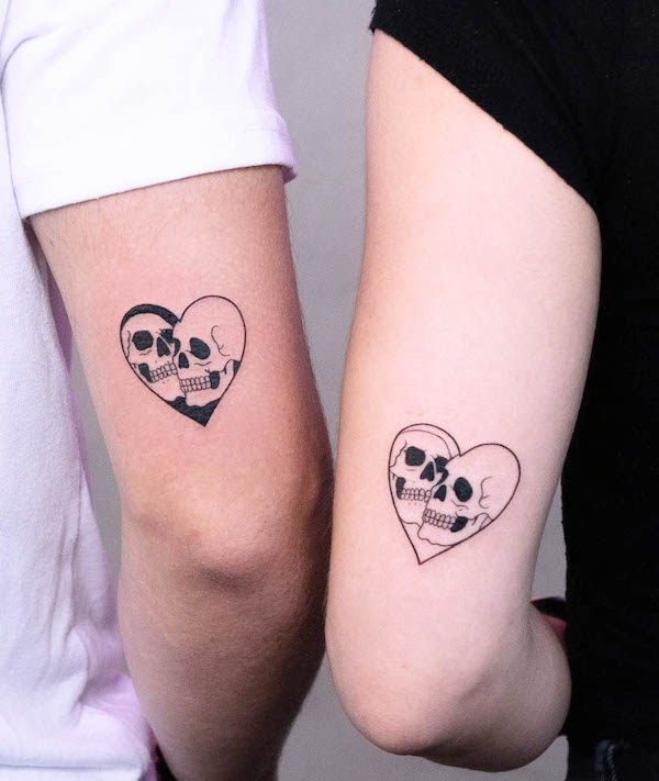 Skull heart tattoos by @sebastian_tattoo