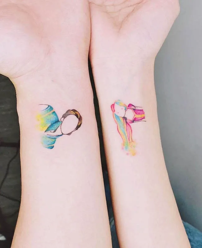 Matching Rapunzel and Flynn wrist tattoos by @h.suantsai