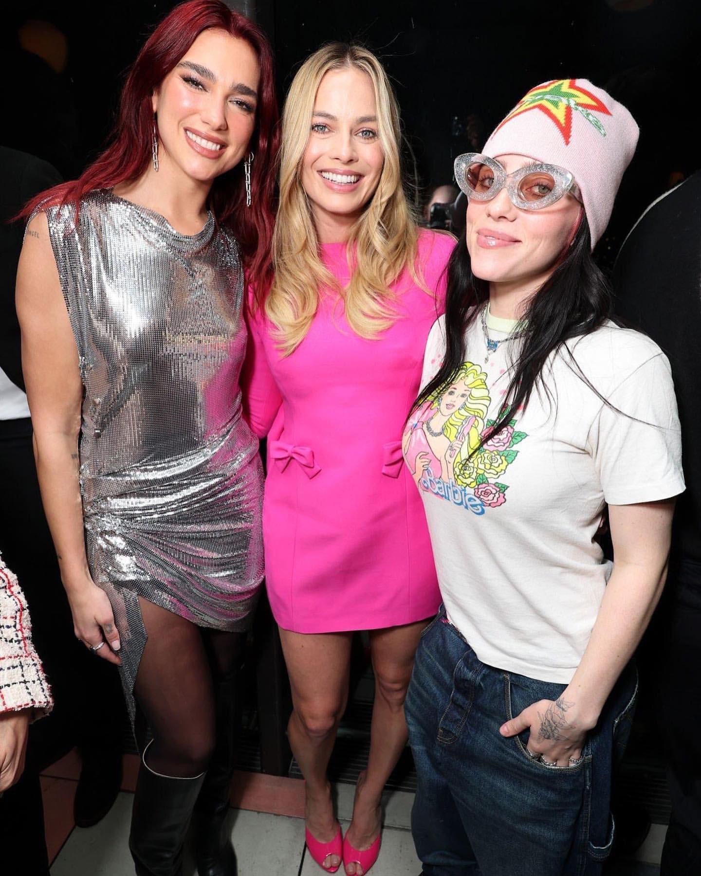 Billie Eilish with Margot Robbie and Dua Lipa at the Barbie The Movie  screening after-party in Los Angeles. : r/BillieEilishBreasts