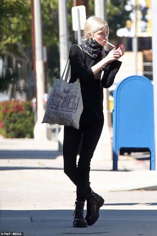 Chic: Anya Taylor-Joy proved she could make even the most casual off-duty outfit stylish when she cut a chic frame in an all-black ensemble in LA on Friday