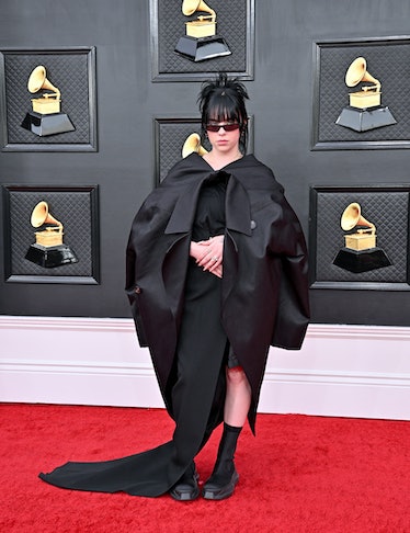 Billie Eilish attends the 64th Annual GRAMMY Awards at MGM Grand Garden Arena on April 03, 2022 in L...