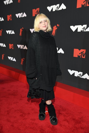 NEW YORK, NEW YORK - SEPTEMBER 12: Billie Eilish attends the 2021 MTV Video Music Awards at Barclays...