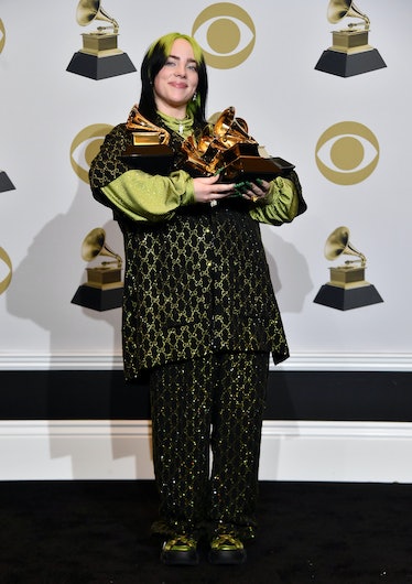 Billie Eilish attends the 62nd Annual GRAMMY Awards at STAPLES Center on January 26, 2020 in Los Ang...