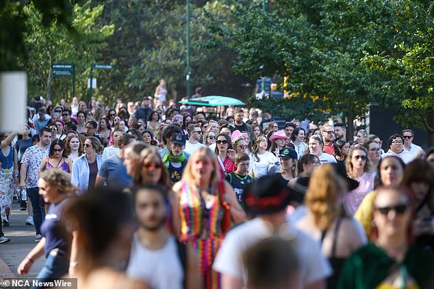 Huge crowds were also seen descending on the MCG hours ahead of the show as they tried to beat the queues after the record-breaking first concert on Friday night