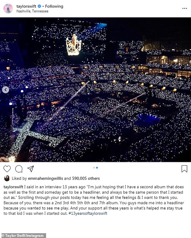 You've come a long way baby: Next, the 29-year-old Grammy winner shared another photo of a recent sold-out concert