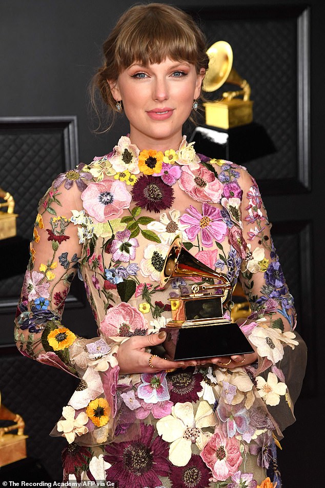 Later that night: Swift made herstory when she cliched the gong for Album of the Year, becoming the first female artist to win that particular Grammy three times