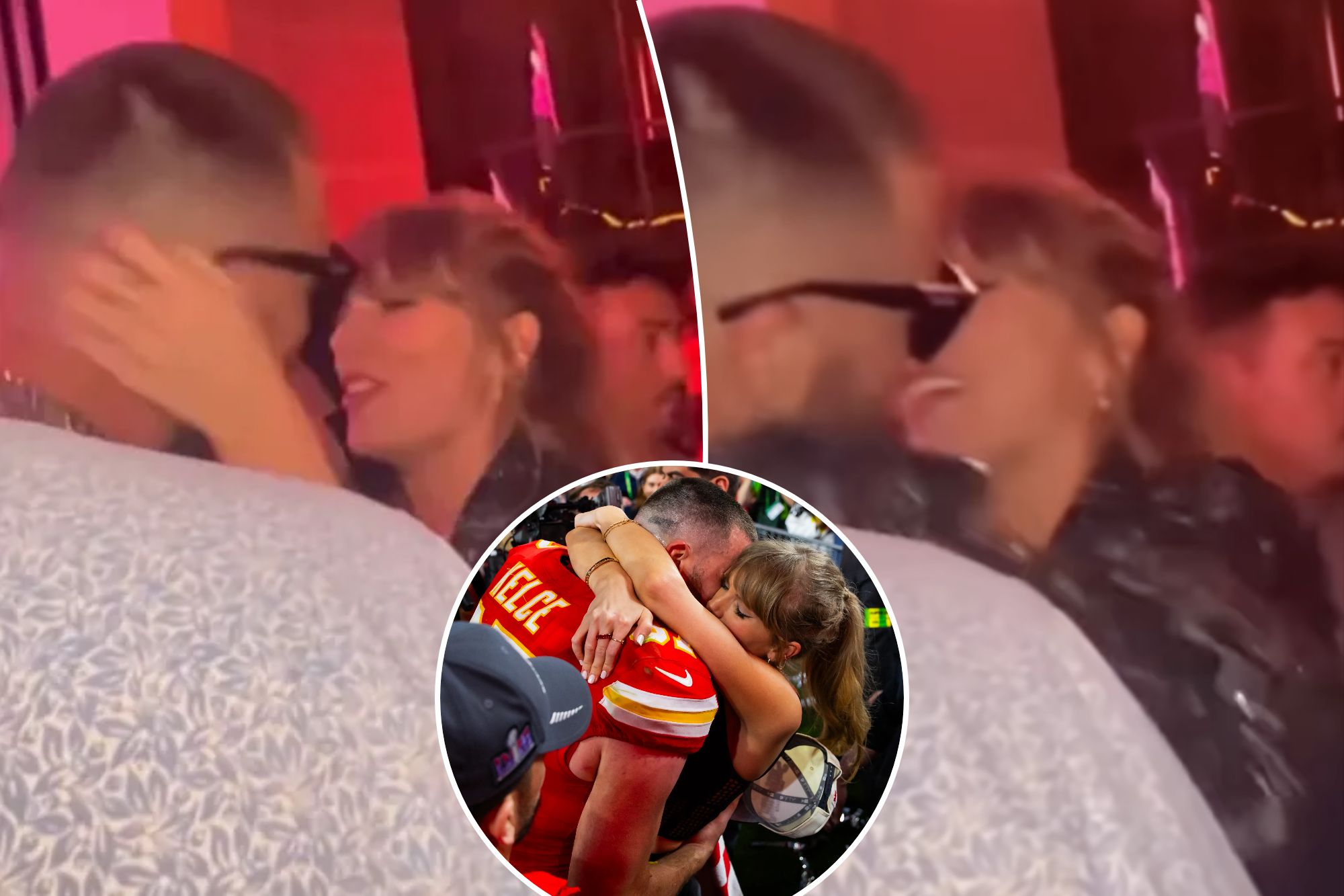 Taylor Swift, Travis Kelce kiss to her song at Super Bowl 2024 party