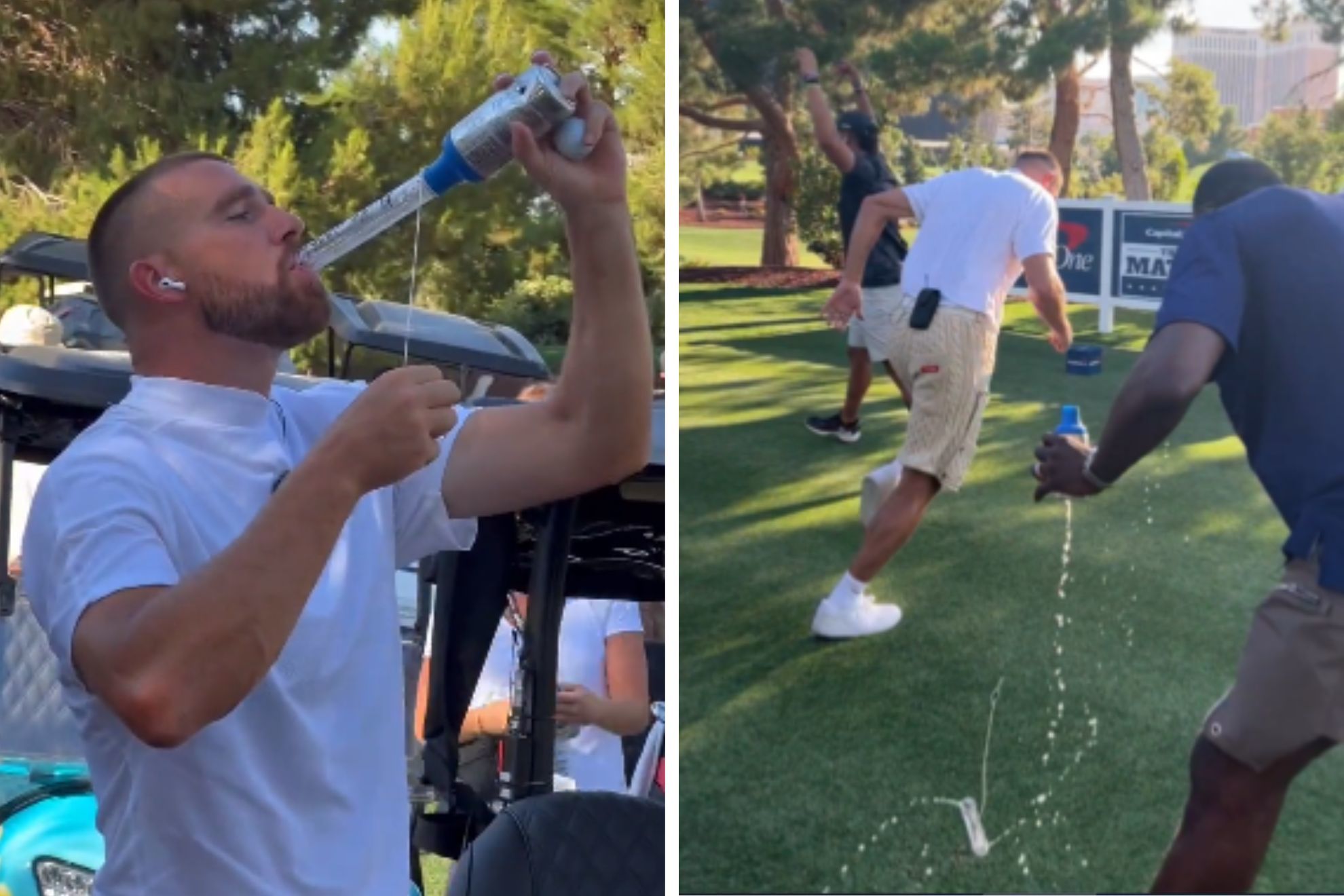 Draymond Green fails after Travis Kelce teaches him how to chug beer at The Match | Marca