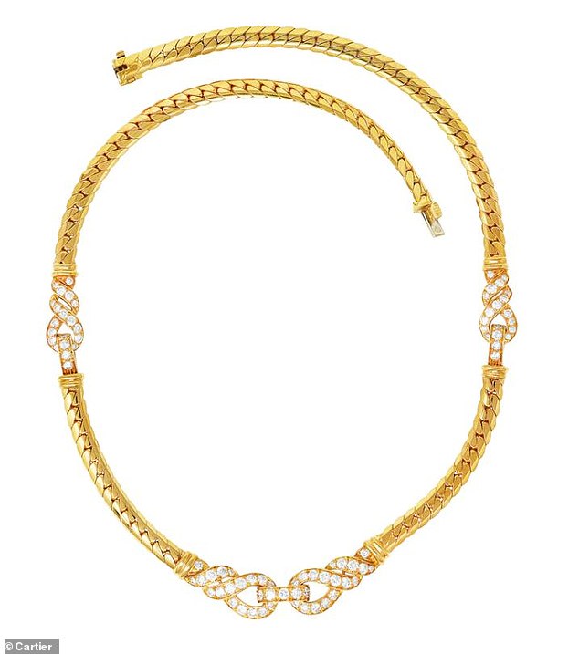 The 18 karat Agrafe Herringbone twisted necklace was made by Cartier in the 1980s, and although is no longer produced by the luxury brand