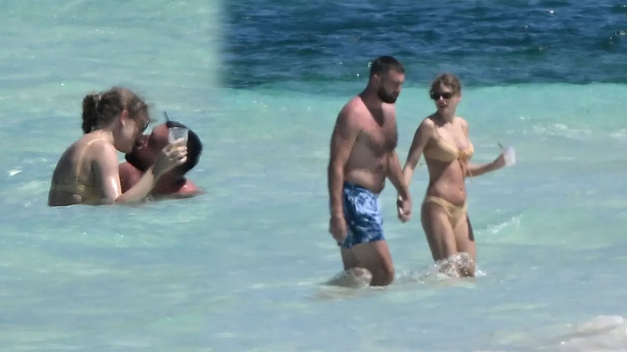 Taylor Swift and Travis Kelce caught kissing in swimwear during Bahamas vacation - YouTube