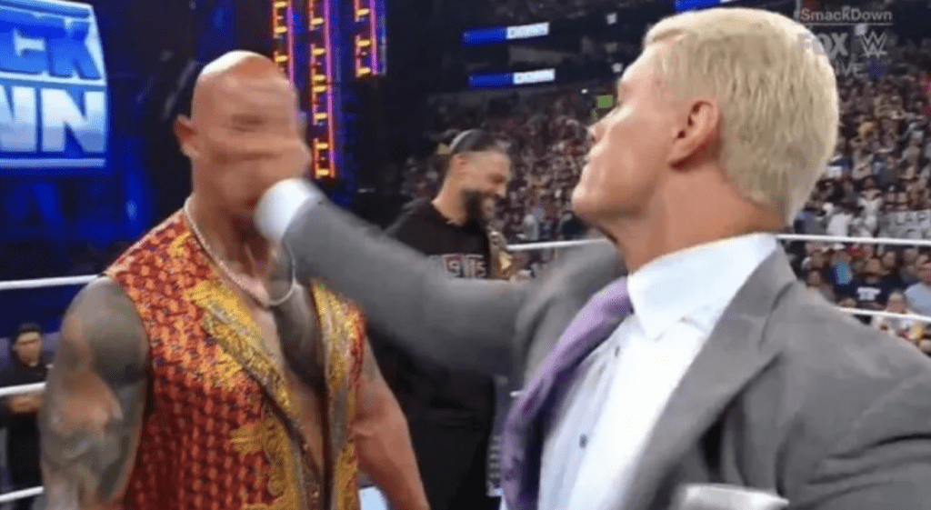 WWE 'SmackDown': Cody Rhodes Slaps The Rock as 'WrestleMania 40' Night One  Tag Match is Accepted - Michael Fairman TV