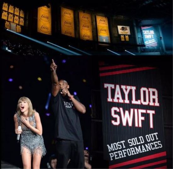 Kobe Bryant presents Taylor Swift with banner at Staples Center (Video)