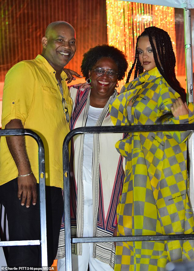 Good times: She enjoyed the concert backstage and by the side of Barbados Prime Minister Mia Mottley