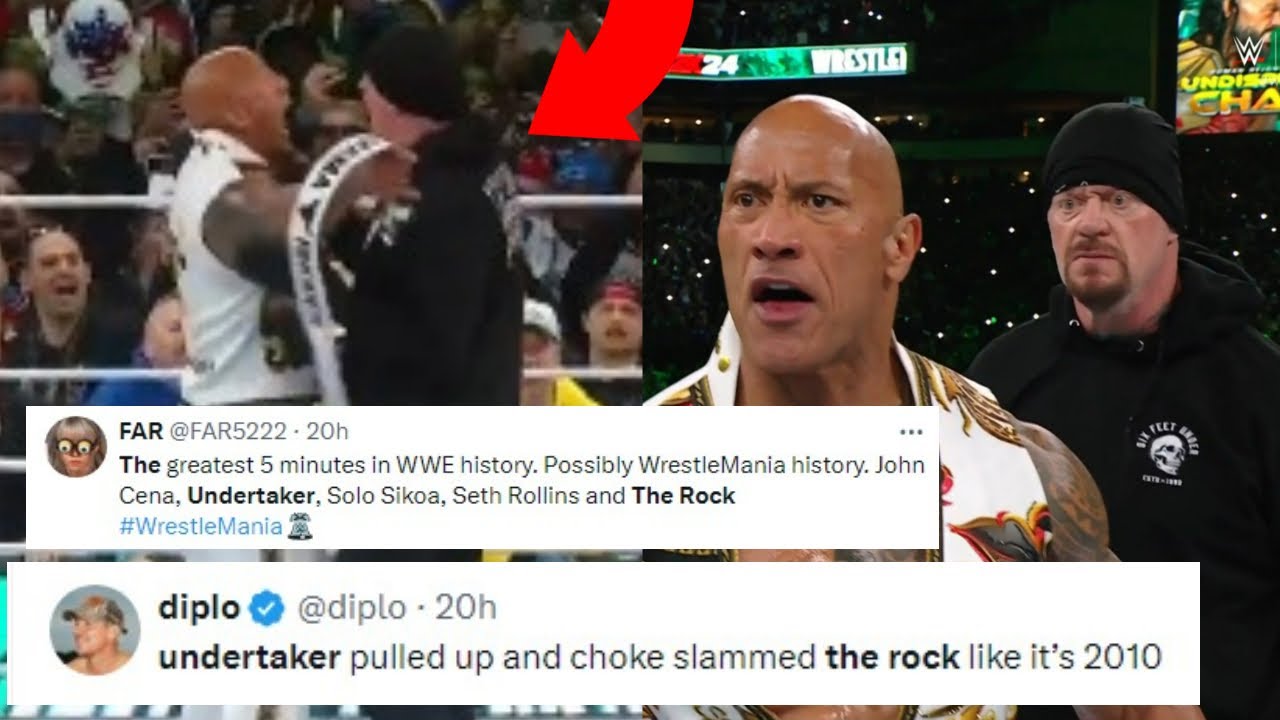 THE ROCK GETS CHOKESLAMMED BY THE UNDERTAKER | WRESTLEMANIA XL REACTIONS