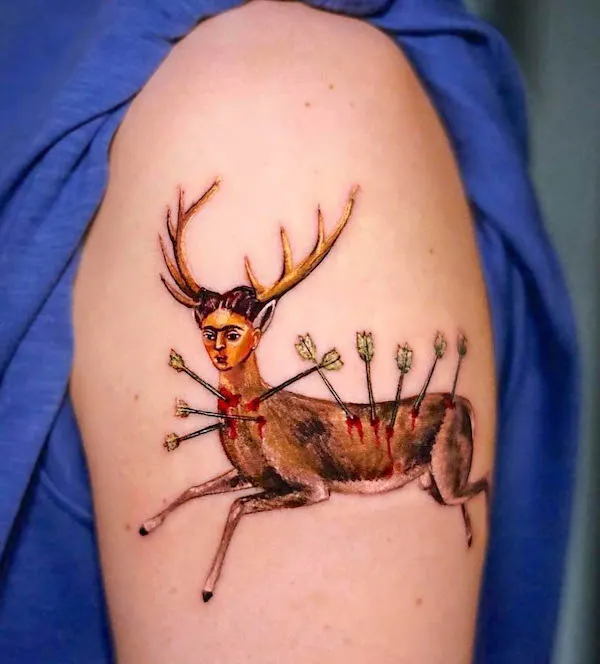 The Wounded Deer Frida Kahlo tattoo by @ksuarrow_tattoo