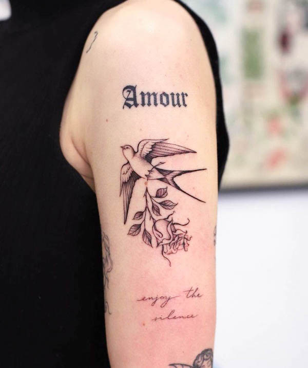 Meaningful swallow quote tattoo by @honey_im_home_tattoo