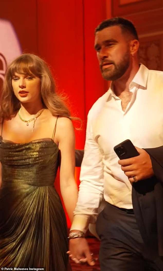 Travis Kelce holds hands with 'significant other' Taylor Swift as she  dazzles in shimmery dress and helps raise $80K at Vegas charity gala | Daily  Mail Online