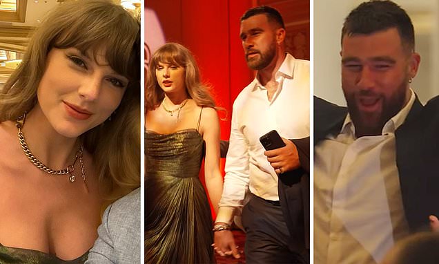 Travis Kelce holds hands with 'significant other' Taylor Swift as she  dazzles in shimmery dress and helps raise $80K at Vegas charity gala | Daily  Mail Online