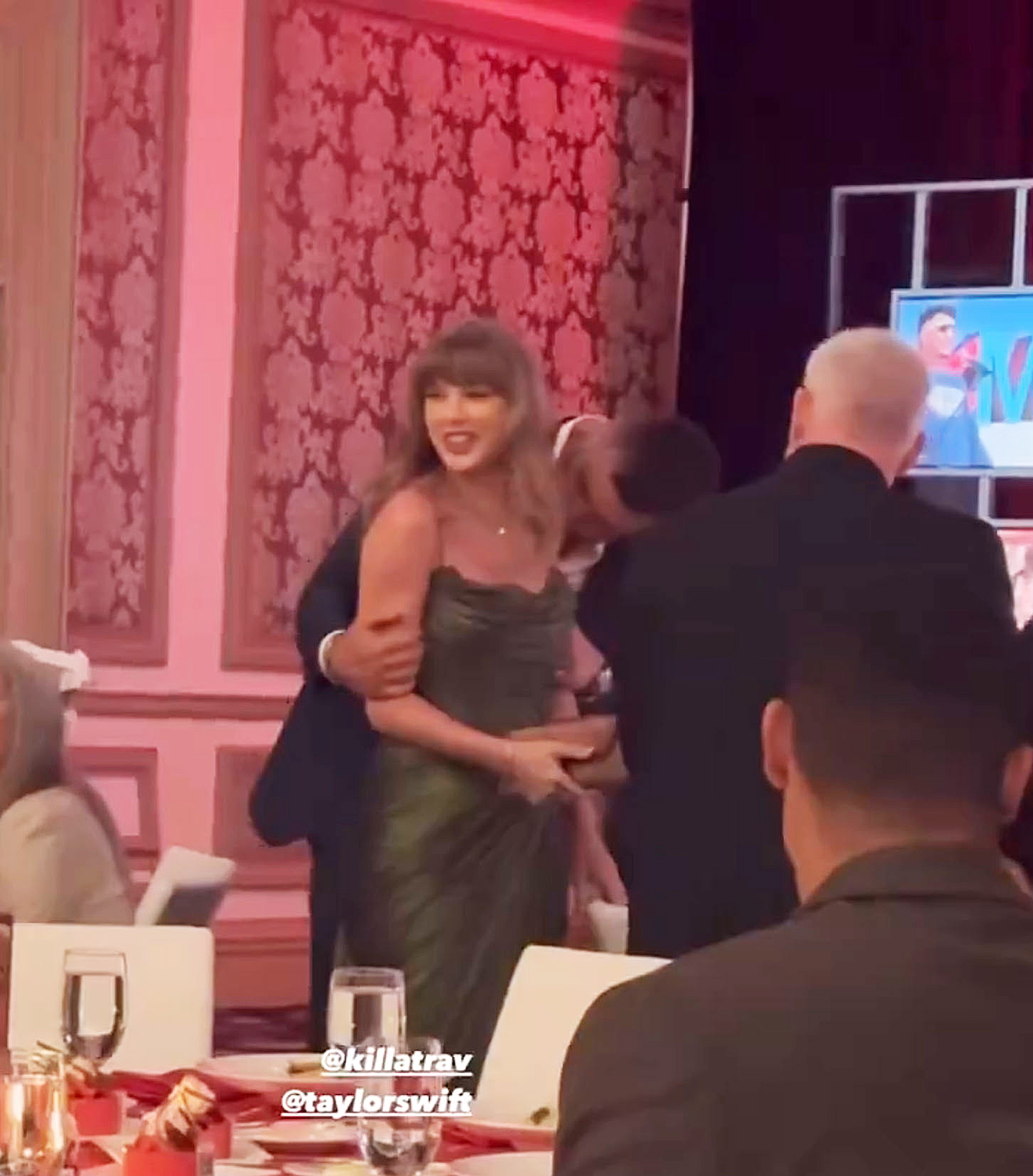 Travis Kelce kisses Taylor Swift's shoulder during PDA-packed gala date