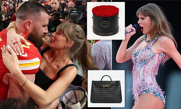 Travis Kelce 'treated Taylor Swift to $14,000 worth of Valentine's Day gifts  as she landed in Australia for her Eras Tour... including 250 Eternity  roses and a $5,000 hand-bag' | Daily Mail Online