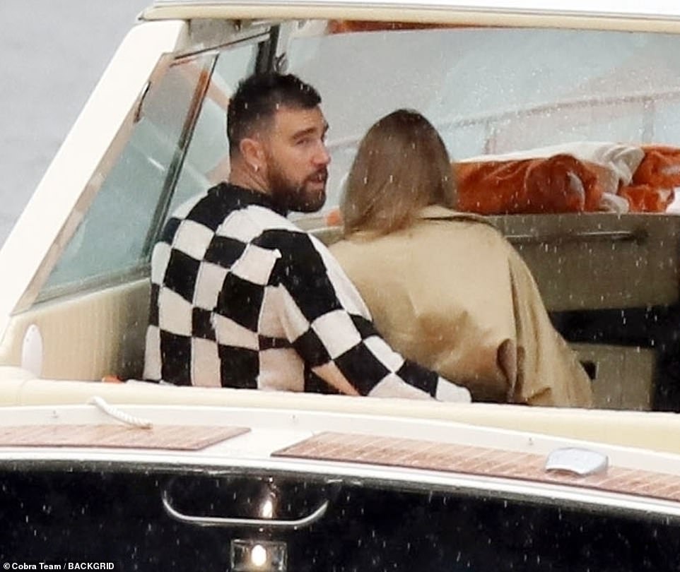 The couple embraced on the boat as they enjoyed some free time