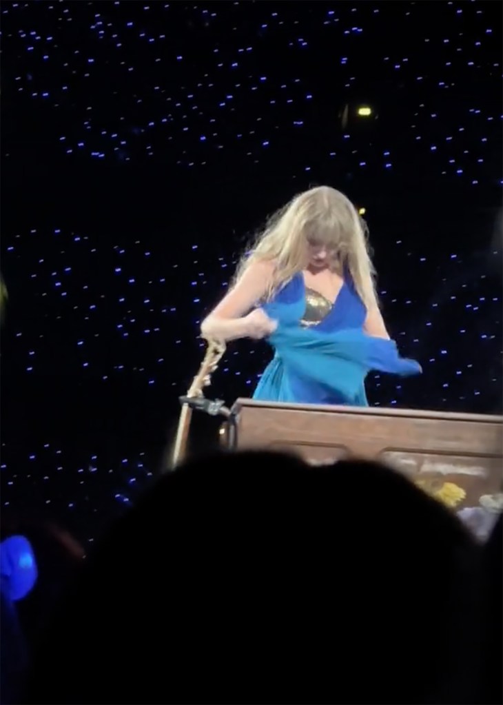 Taylor Swift has a wardrobe malfunction on The Eras Tour in Stockholm, Sweden.