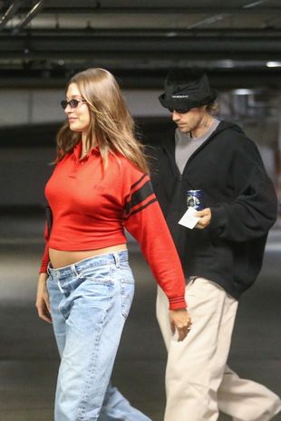 Hailey showed off her growing baby bump