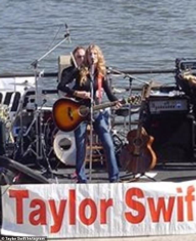 Teen spirit: Taylor Swift took a trip down memory lane on Thursday afternoon. The Lover singer posted a flashback photo from when she was only 16-years-old and performing for a small group of people by a lake