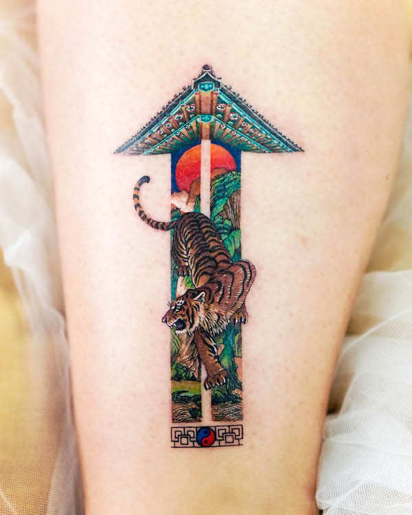 Oriental tiger tattoo by @daldam__