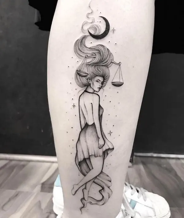 A spiritual Libra girl tattoo by @suelynink