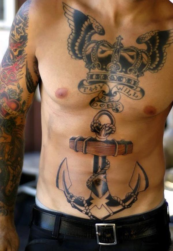 Crown and　Anchor Tattoo for Men