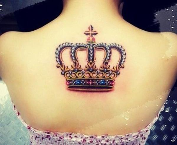 King's crown tattoo on back