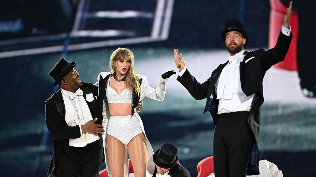 Travis Kelce joins Taylor Swift on stage during Eras Tour in London