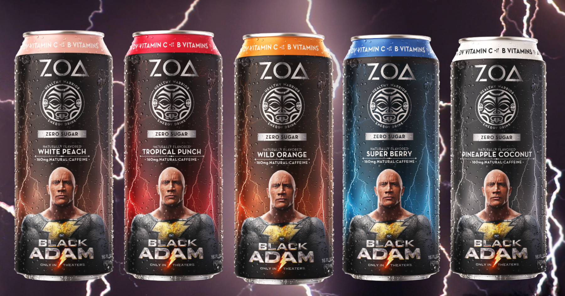 ZOA Energy Cans Feature 'The Rock' as Black Adam