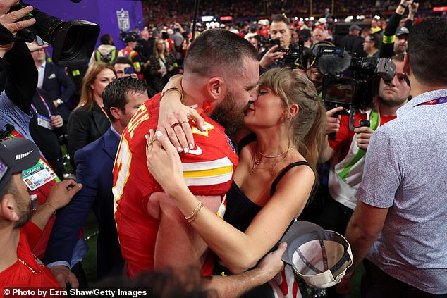 Swift was also a fixture at Kelce's games last season, as the pair shared a kiss at the Super Bowl