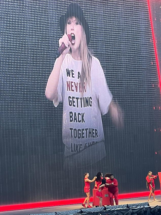 Taylor, who marked her 100th performance of the tour this week, also thrilled fans with another edition of Surprise Songs, where she picks songs to sing acoustically