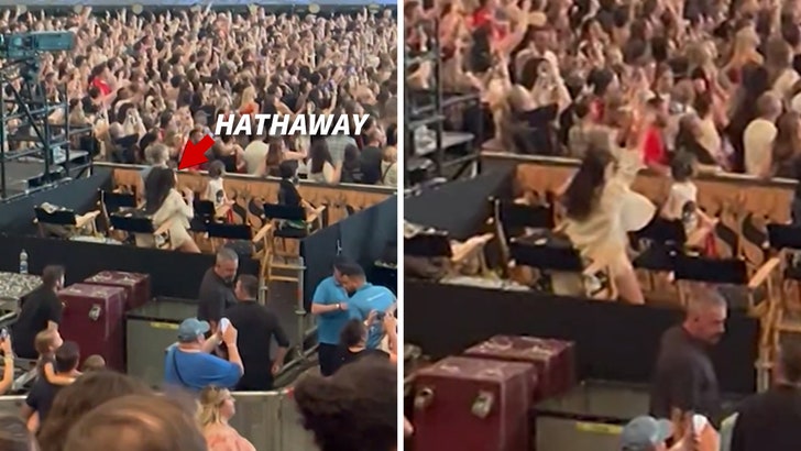 Anne Hathaway Dances Hard At Taylor Swift's Germany 'Eras' Tour Stop