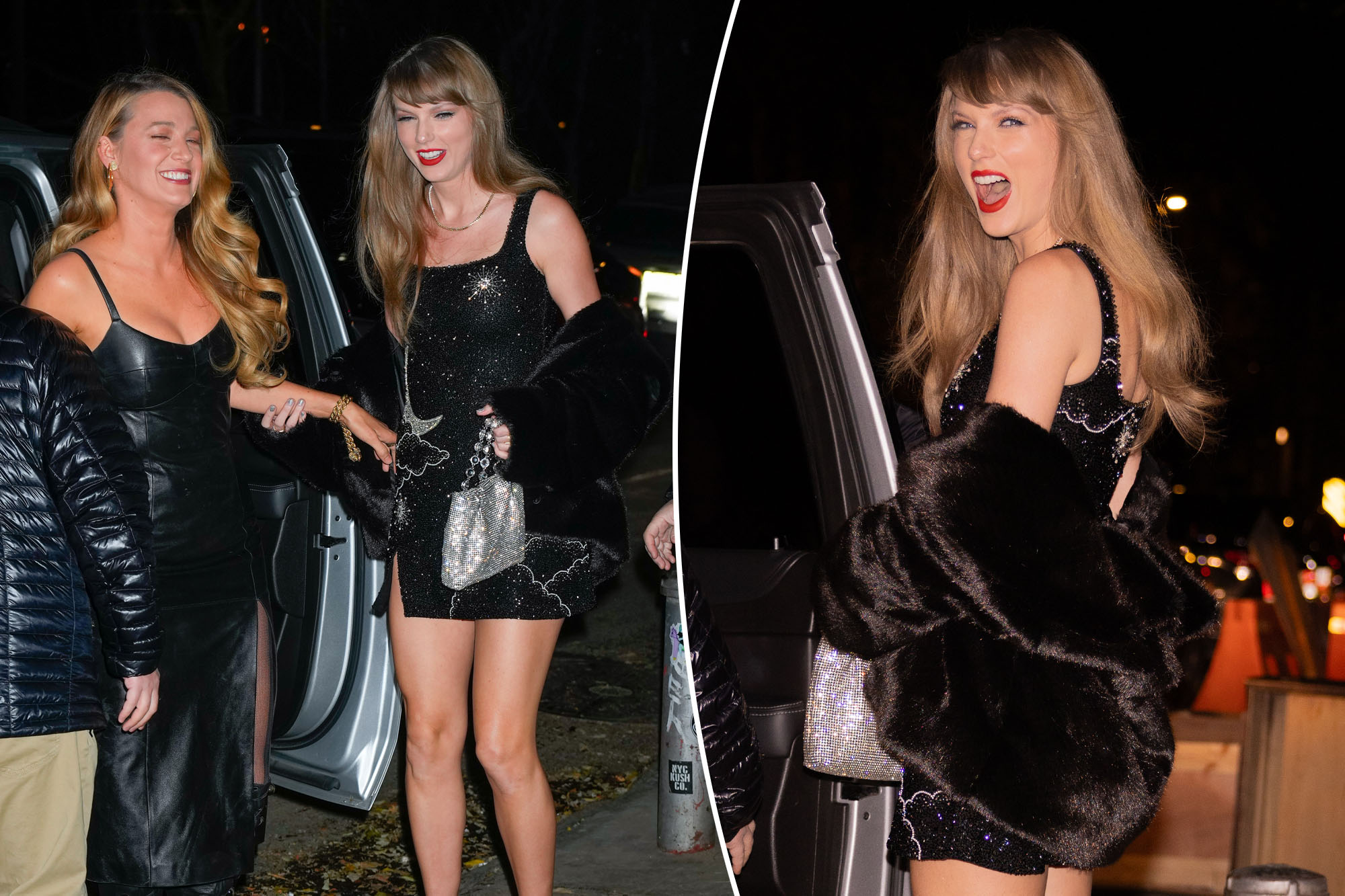 Taylor Swift wears heels, minidress for 34th birthday with Blake Lively